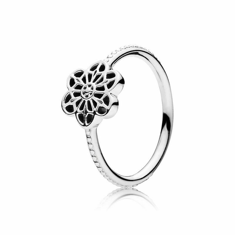 Pandora Floral Daisy Lace Stackable Ring Clearance NZ, Sterling Silver (743609-PTH)